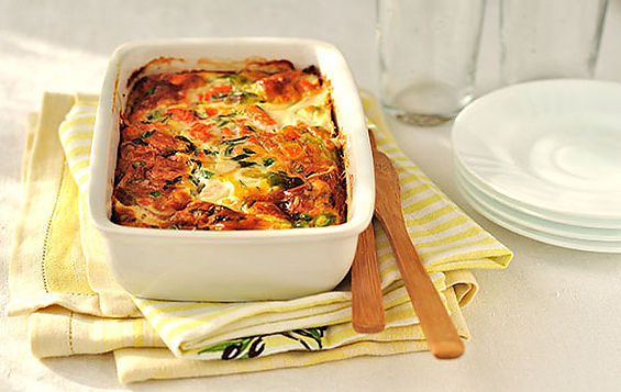 Gratén de hallibut al horno con verduras